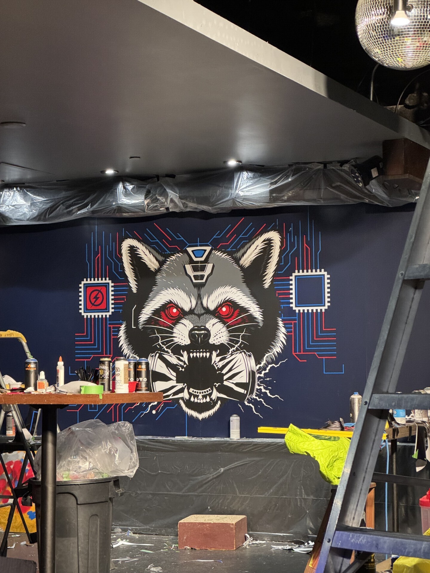 Progress shot of Nick's mural