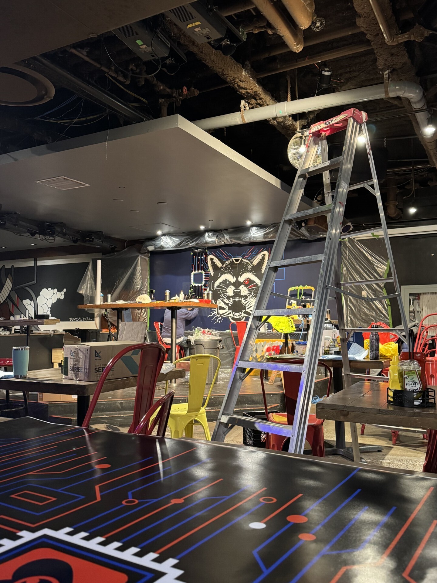 A progress shot of Nick's mural